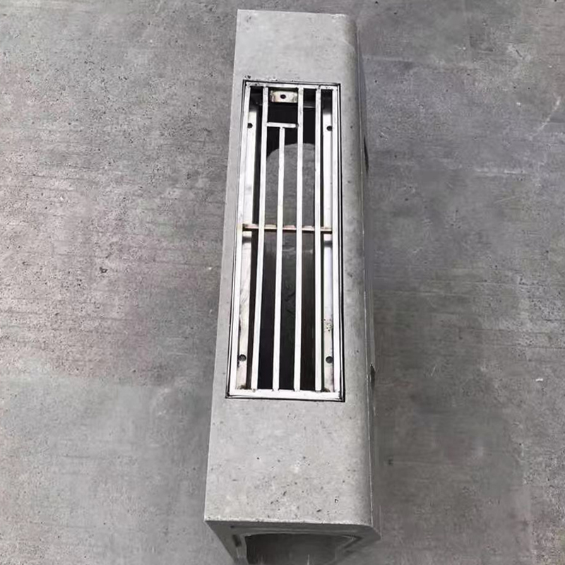 Stoepsteen drainage sloot inspectieput, gleufrand lineaire stoeprand drainage sloot